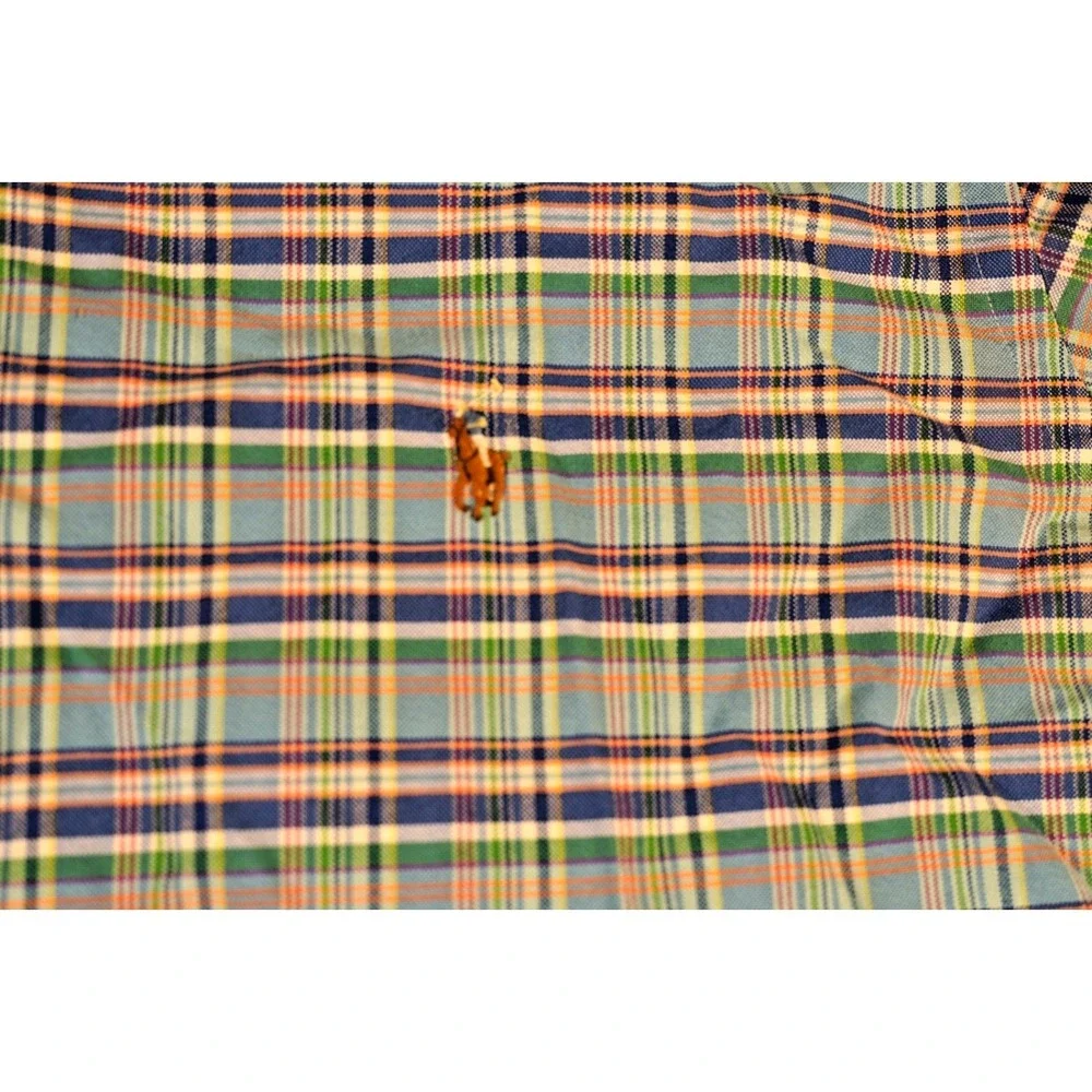 Ralph Lauren Shirt Mens 2XL Blue Plaid‎ Long Sleeve Button Down Cotton Casual